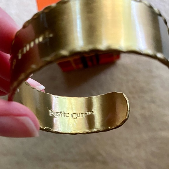 Rustic Cuff "ONE DAY AT A TIME" Gold Bracelet - Picture 5 of 6
